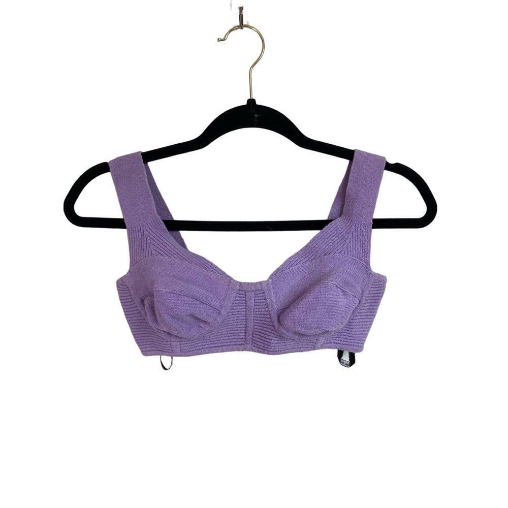 Herve Leger Bra Top Medium Orchid Purple Boucle Knit Fabric